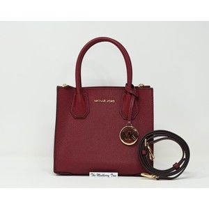 MICHAEL KORS MERCER Medium Mulberry Pebbled Leather Crossbody Messenger NWT $448